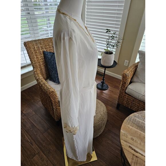 Victoria's Secret Vintage White Sheer Gold Lace Trim Robe Size M/L Bridal Sexy - Picture 7 of 10